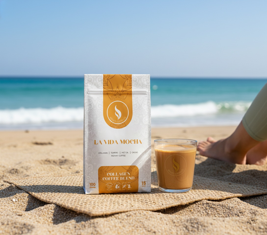 Brewdy functional coffee on the beach
