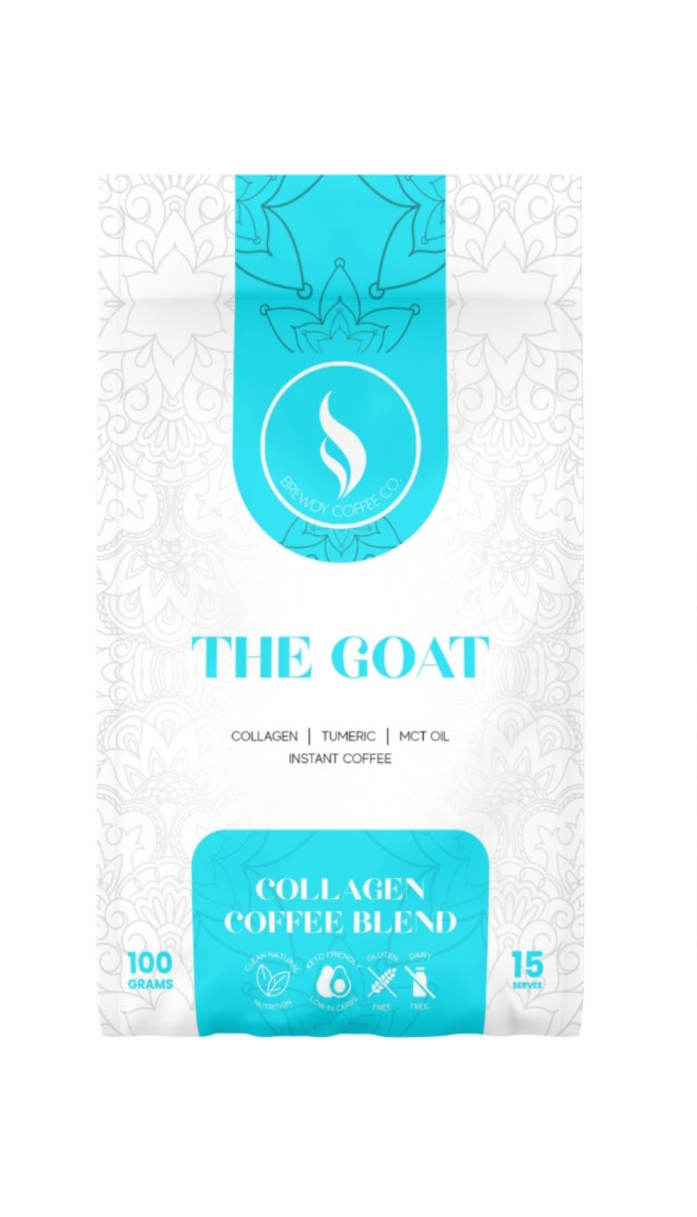 The GOAT Collagen Coffee front of pack, Brewdy Coffee Co